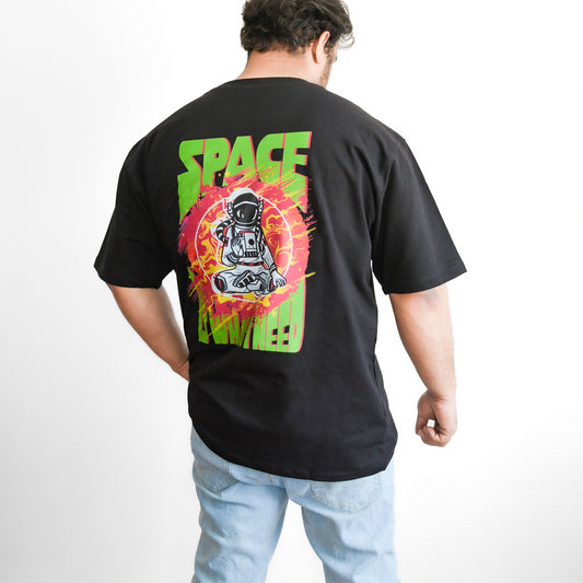 Space - Mens Oversized T Shirt Black