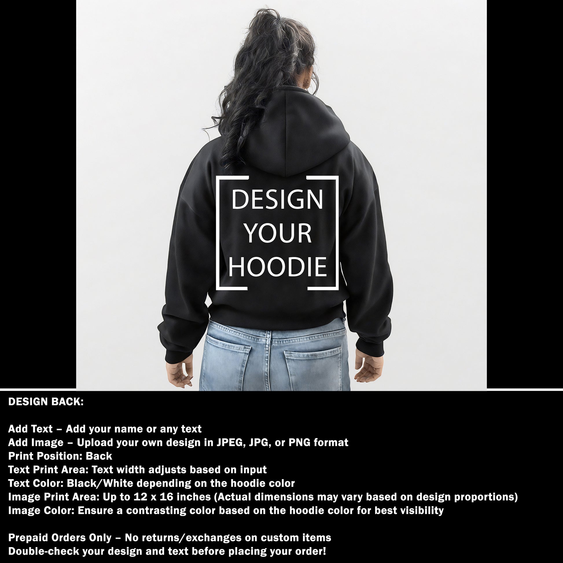 Custom Print - Women Hoodie - Black