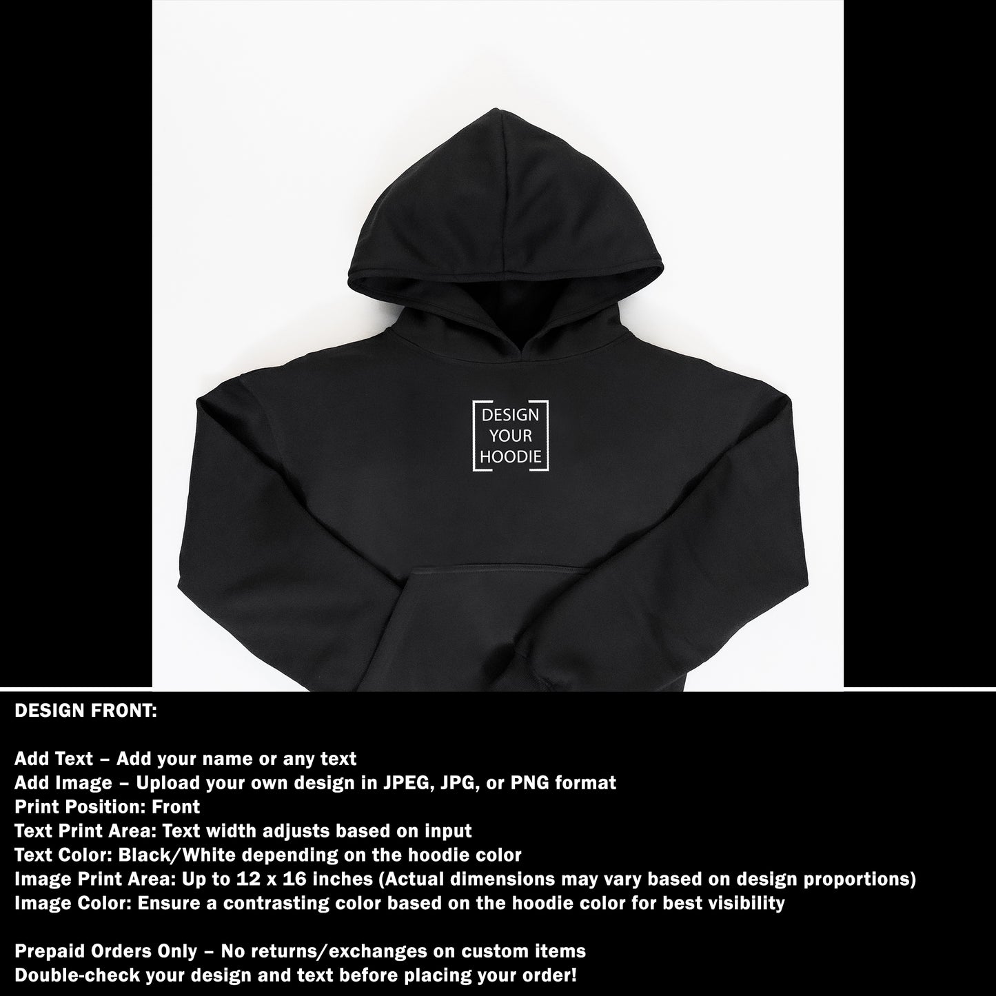Custom Print - Women Hoodie - Black