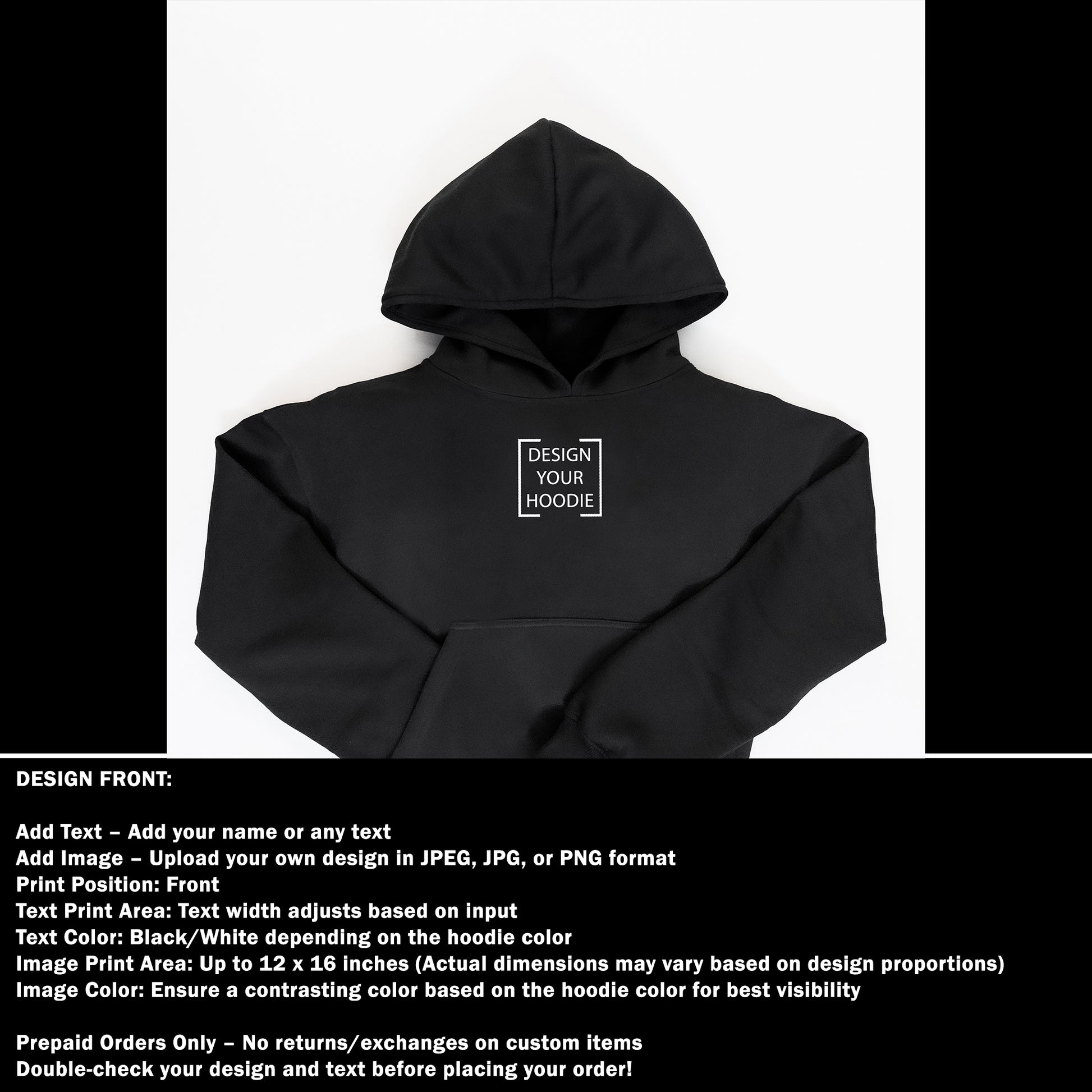 Custom Print - Women Hoodie - Black