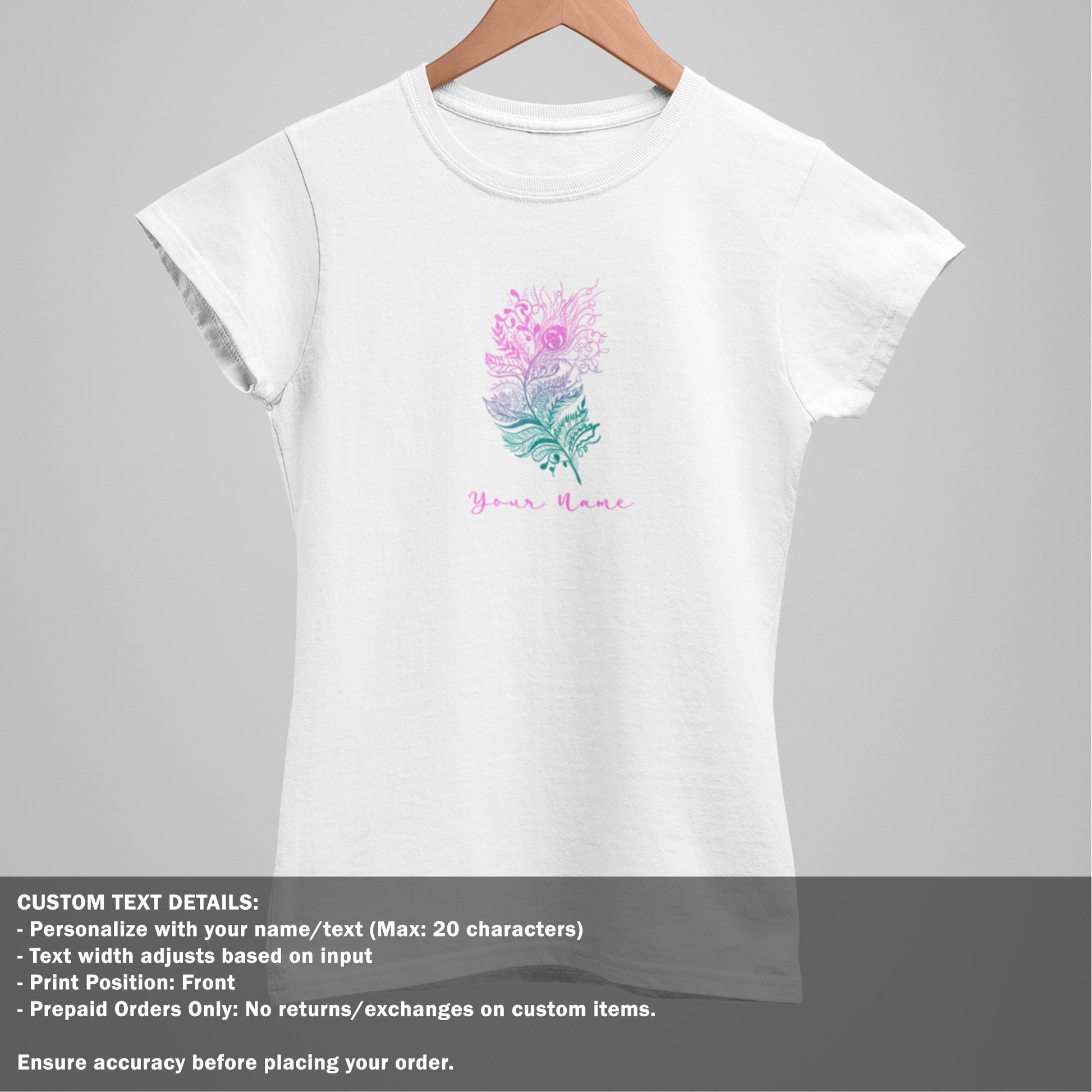 Feather Printed White Graphic T Shirt - Women