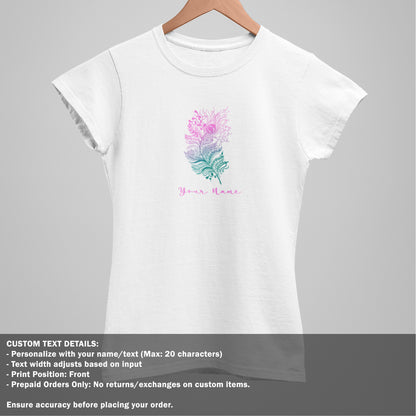 Feather Printed White Graphic T Shirt - Women