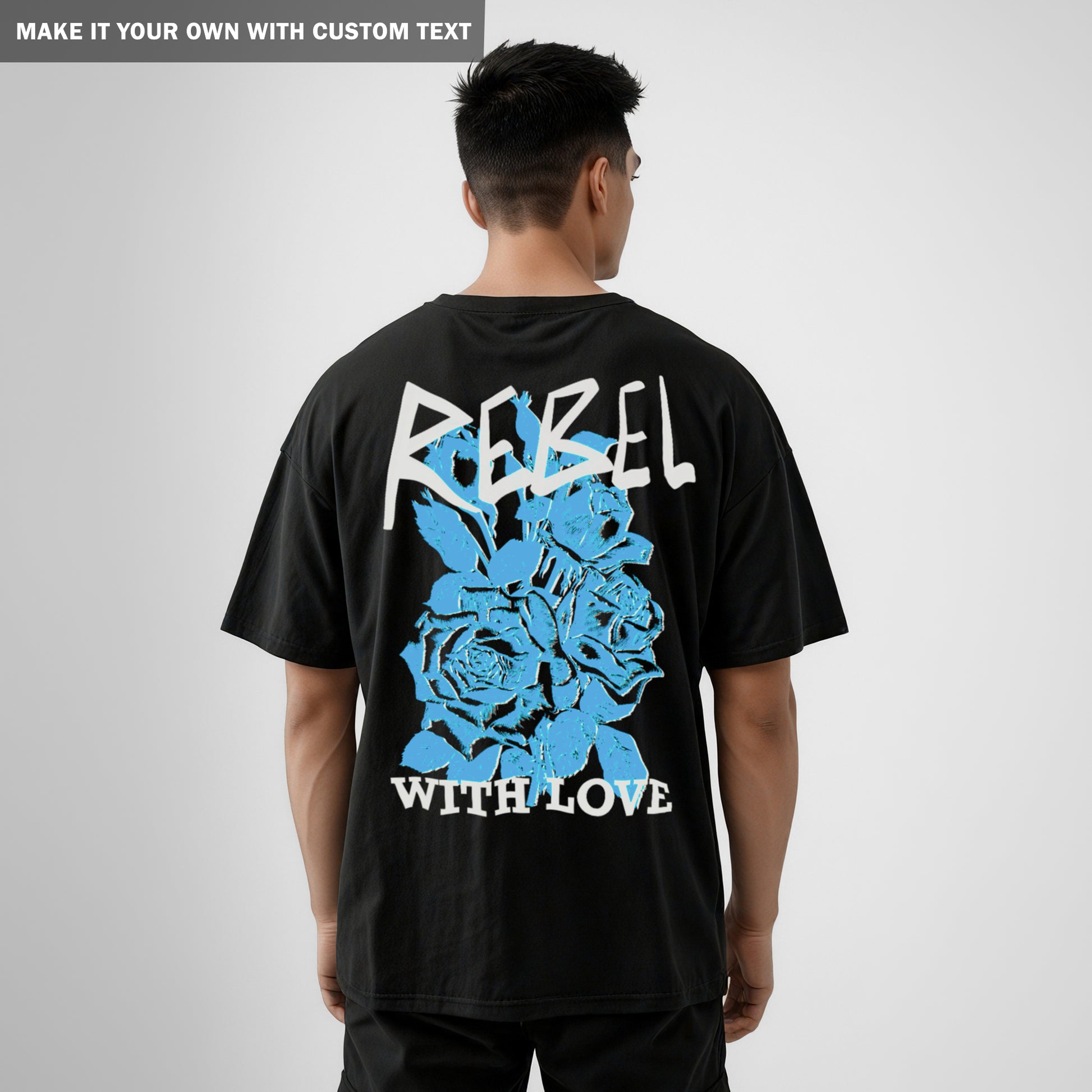 Rebel with Love - Black Oversized TShirt Men