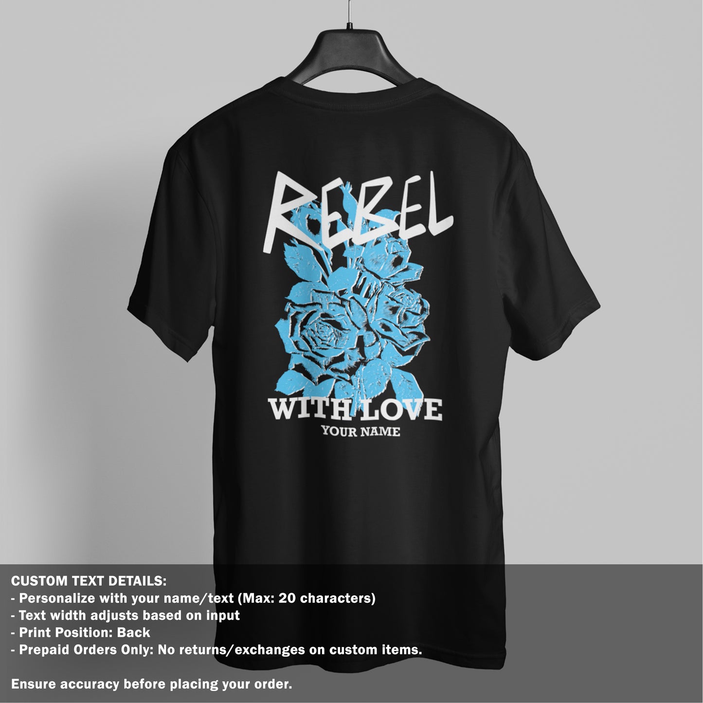 Rebel with Love - Black Oversized TShirt Men