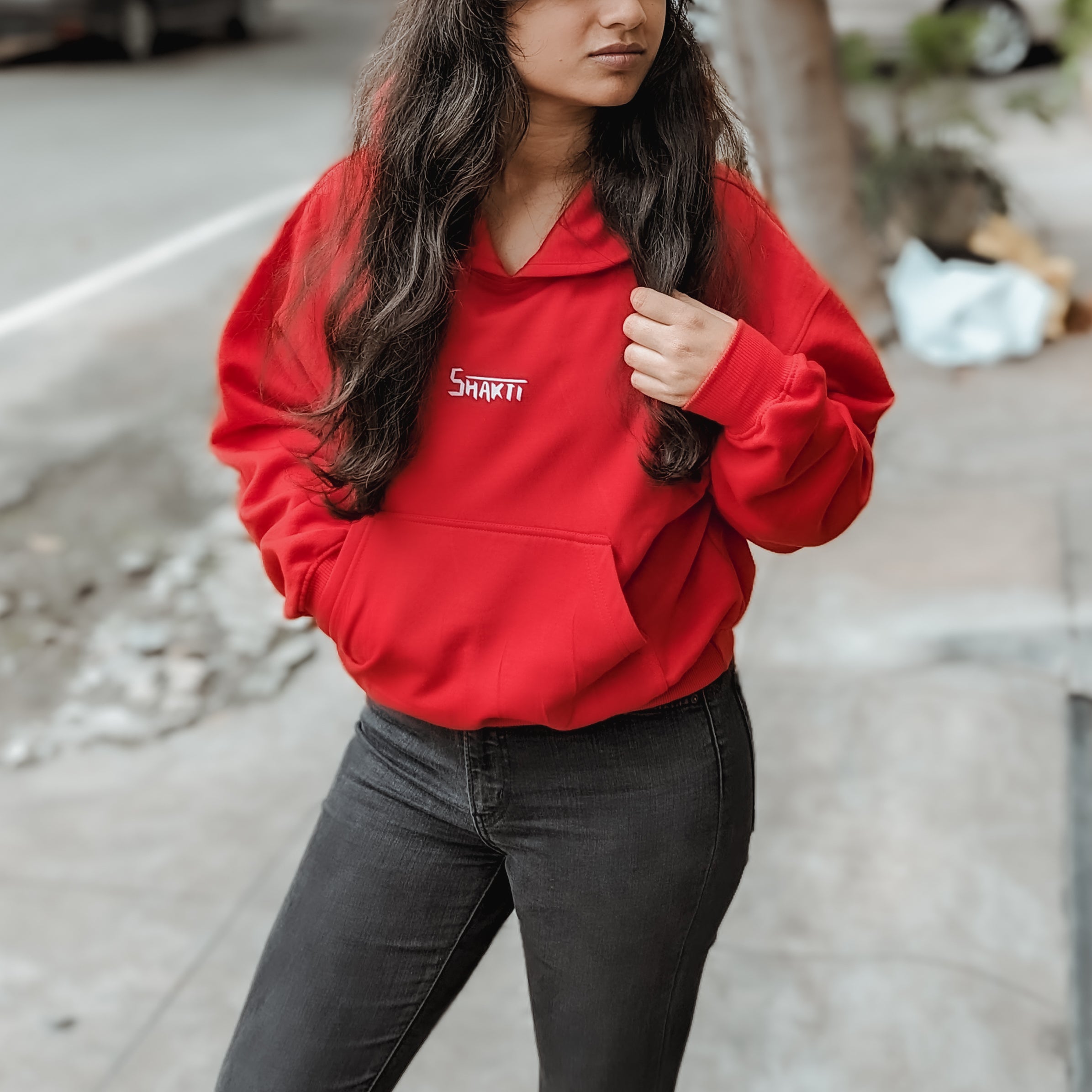 Buy Shakti Printed Red Hoodie Women Rustic Indi Fashion