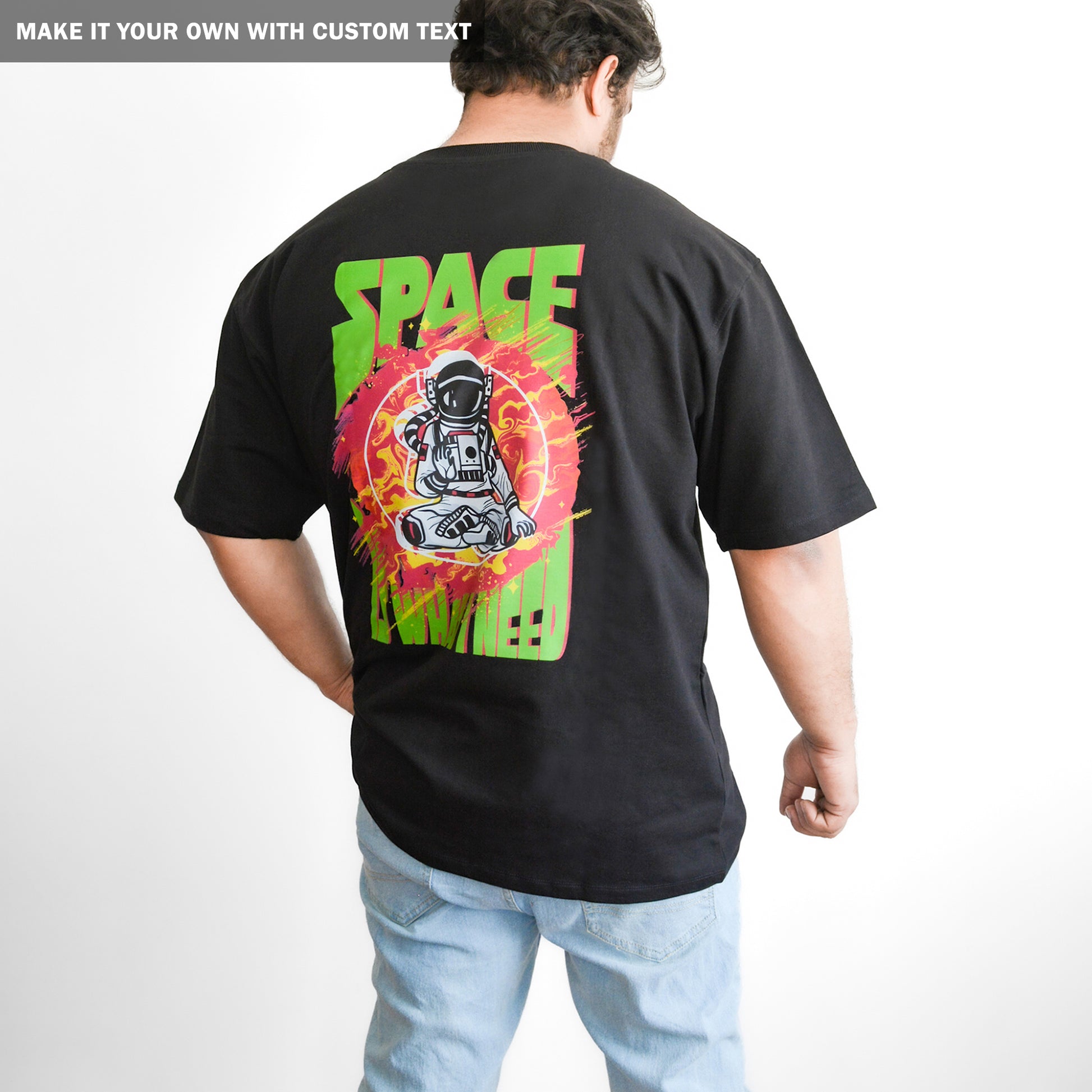 Space - Mens Oversized T Shirt Black