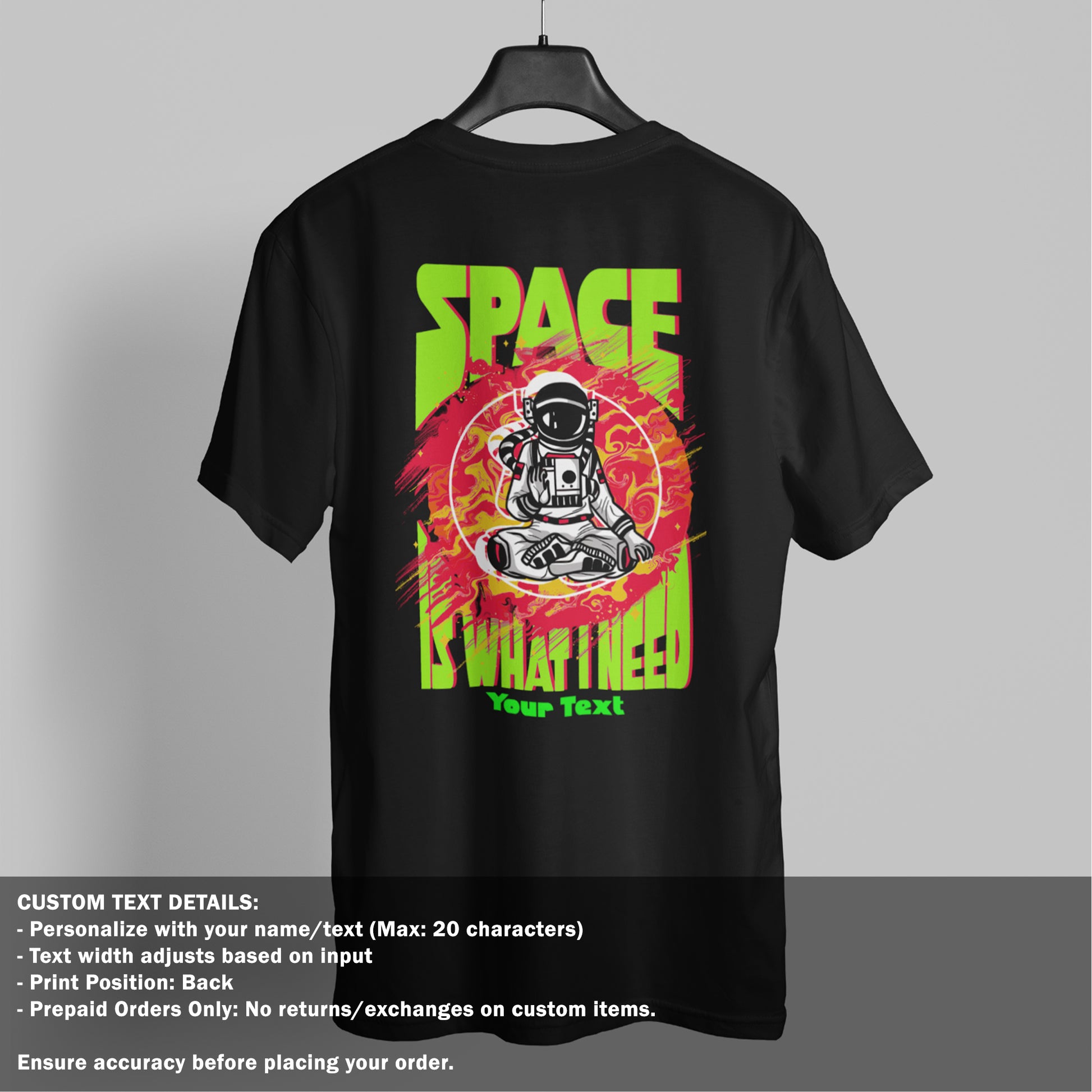 Space - Mens Oversized T Shirt Black